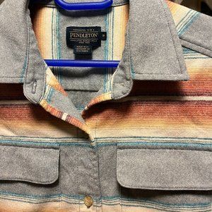 Pendleton Women's cropped Board Shirt, size small, sunset stripes